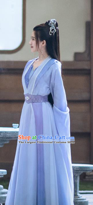 Chinese Qie Shi Tian Xia Bai Feng Xi Replica Costume Wuxia TV Series Heroine Clothing Ancient Princess Lilac Dress Garments