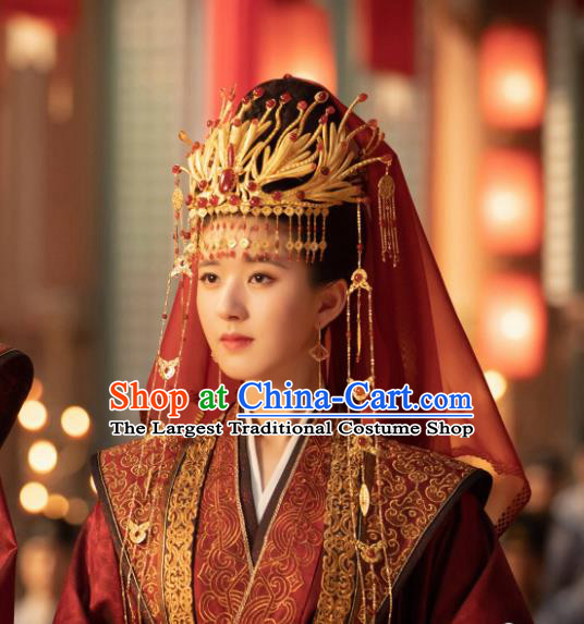 Chinese TV Series Qie Shi Tian Xia Wedding Dresses Royal Empress Garment Costumes Ancient Queen Red Clothing