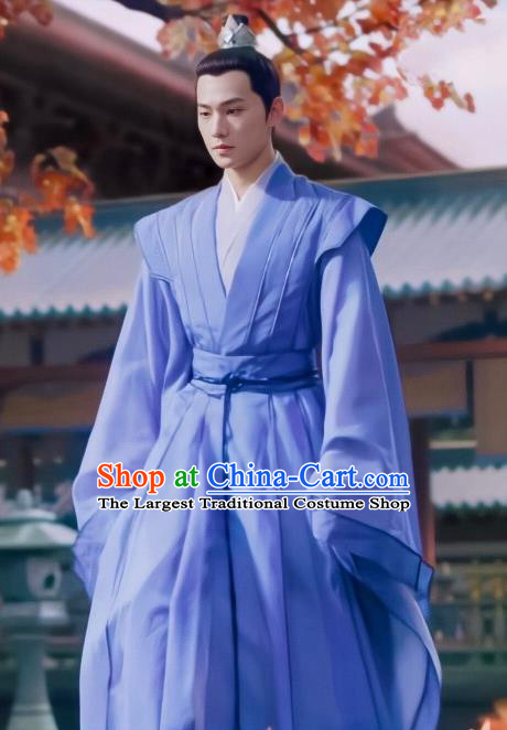 Chinese Ancient Royal Prince Clothing Wuxia TV Series Qie Shi Tian Xia Feng Lan Xi Blue Dresses Noble Childe Garment Costumes