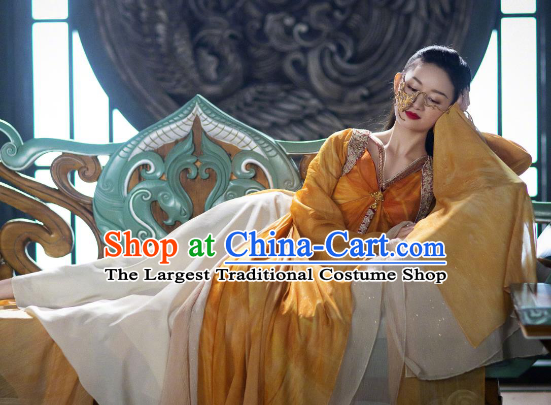 Chinese Ancient Fairy Ginger Dress Clothing Xian Xia Demon Peri Apparel TV Series The Blue Whisper Princess Shun De Garment Costumes