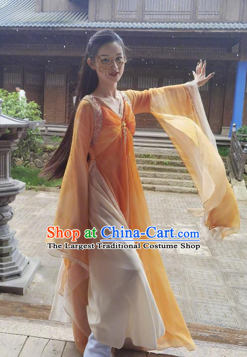 Chinese Ancient Fairy Ginger Dress Clothing Xian Xia Demon Peri Apparel TV Series The Blue Whisper Princess Shun De Garment Costumes