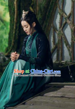 Chinese TV Series The Blue Whisper Ji Yun He Garment Costumes Ancient Swordswoman Dark Blue Dress Clothing Xian Xia Demon Master Apparel
