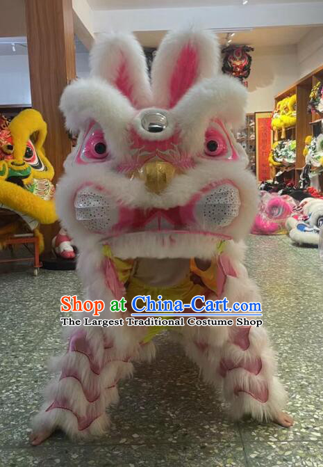 Top New Year Dancing Lion Chinese Gui Mao Year Happy Celebration White Fur Rabbit Dance Costumes Complete Set