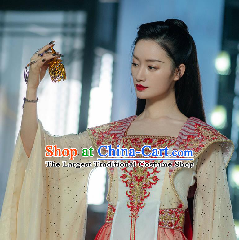 Chinese Ancient Demon Peri Clothing Xian Xia TV Series Fairy Dress Apparel The Blue Whisper Princess Shunde Garment Costumes