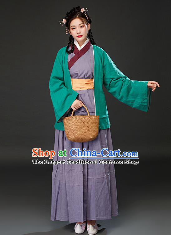Chinese Ancient TV Series My Owned Swordman Guo Furong Clothing Traditional Servant Girl Costume Ming Dynasty Country Woman Dress