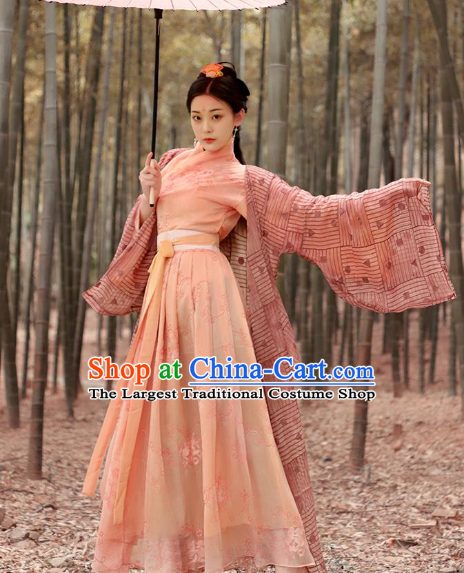 Chinese Traditional Xian Xia Fairy Costume Jin Dynasty Young Beauty Pink Dress Ancient TV Series Swordswoman Clothing