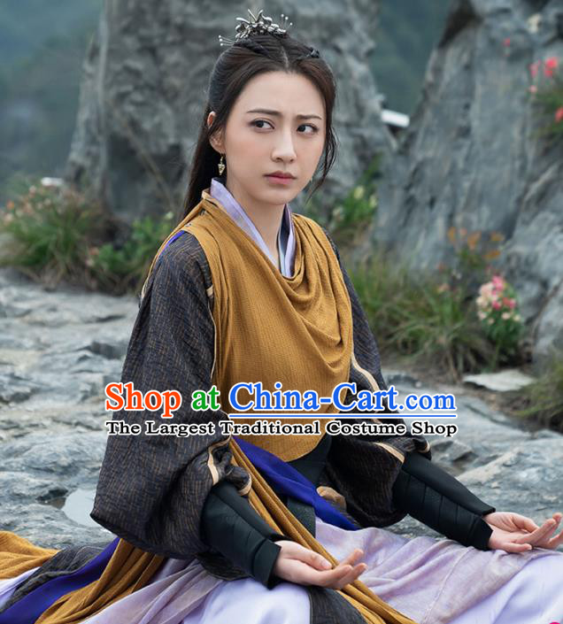 Chinese TV Series The Blue Whisper Xue San Yue Garment Costumes Ancient Swordswoman Clothing Xian Xia Female General Apparel
