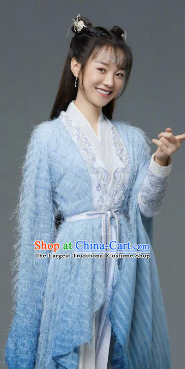 Chinese Xian Xia TV Series Fairy Apparel The Blue Whisper Luo Jin Sang Garment Costumes Ancient Young Beauty Clothing