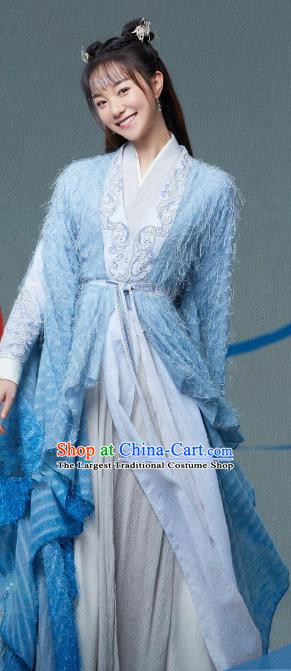 Chinese Xian Xia TV Series Fairy Apparel The Blue Whisper Luo Jin Sang Garment Costumes Ancient Young Beauty Clothing