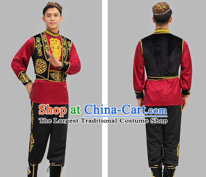 Chinese Ethnic Male Group Dance Clothing Xinjiang Dance Outfit Uyghur Nationality Dance Costume