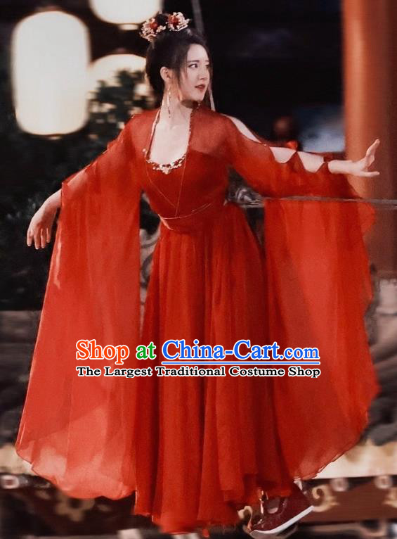 Chinese TV Series Qie Shi Tian Xia Bai Feng Xi Garment Costumes Ancient Princess Clothing Beauty Red Dress