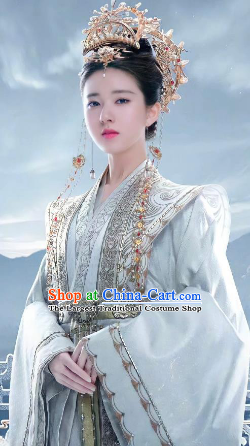 Chinese Noble Queen Garment Costumes Ancient Empress Clothing Wuxia TV Series Qie Shi Tian Xia Monarchess Feng Xi Yun Dresses