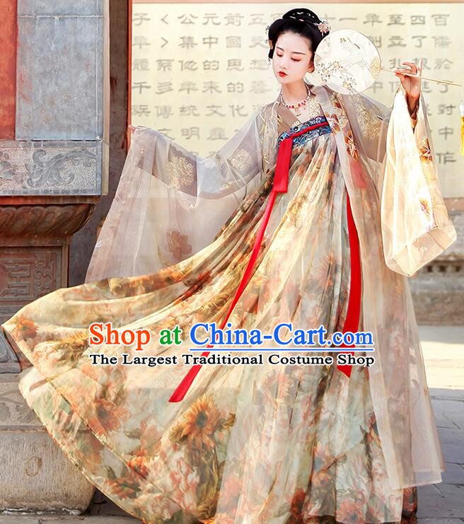 Chinese Traditional Hanfu Ancient Princess Garment Costumes Tang Dynasty Ruqun Dresses Complete Set for Women