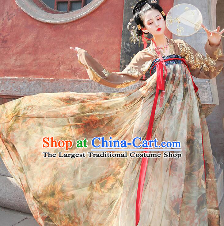 Chinese Traditional Hanfu Ancient Princess Garment Costumes Tang Dynasty Ruqun Dresses Complete Set for Women
