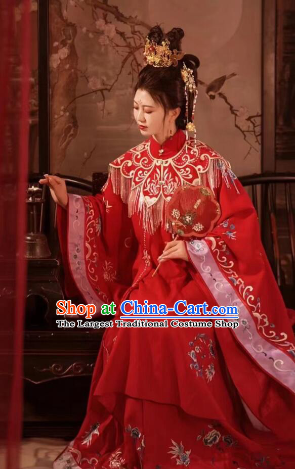 Chinese Traditional Wedding Hanfu Clothing Ming Dynasty Palace Woman Garment Costumes Ancient Empress Red Dresses