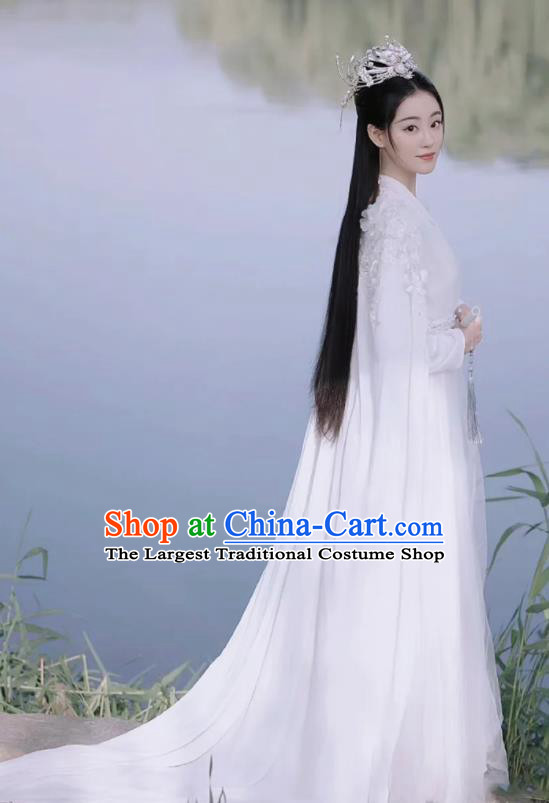 Chinese TV Series Fairy Garment Costume Ancient Princess Clothing Traditional Goddess White Hanfu Dress
