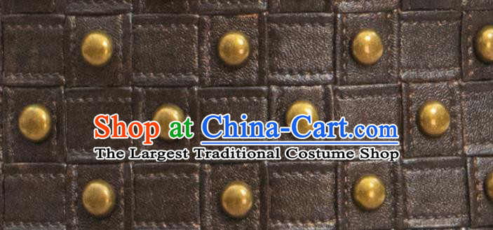 Chinese Traditional Mongolian Leather Armor and Helmet Ancient General Clothing Yuan Dynasty Warrior Garment Costumes
