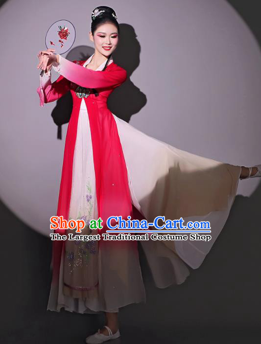Chinese Dancing Competition Clothing Classical Dance Garment Fan Dance Red Dress