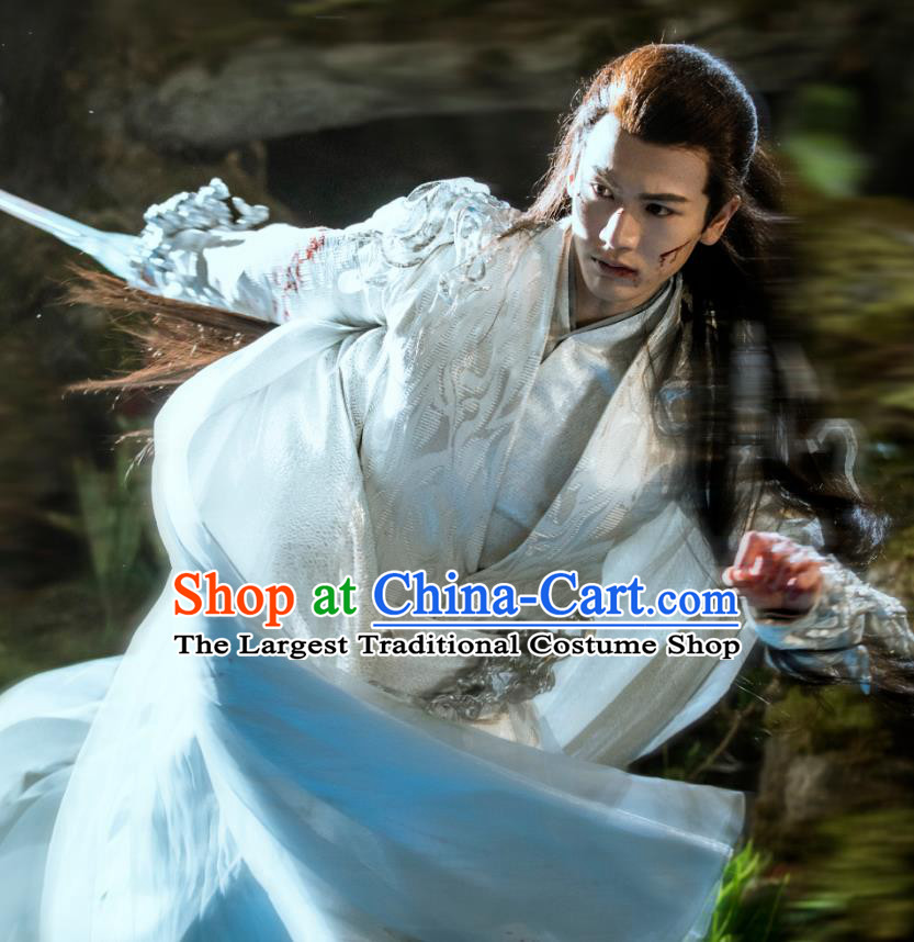 Chinese Love Between Fairy and Devil Chang Heng Garment Costumes Ancient Swordsman White Clothing