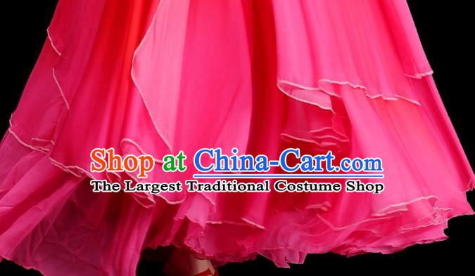 Chinese Opening Dance Magenta Dress Women Group Dance Garment Modern Dance Clothing Stage Performance Costume