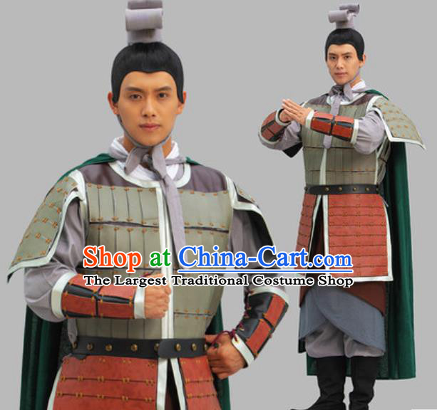Chinese Qin Dynasty Soldier Armor Set TV Series Warrior Clothing Ancient General Garment Costume