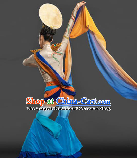 Chinese Dunhuang Flying Apsaras Dance Garment Costume Classical Dance Dress Goddess Dance Chang E Blue Suit