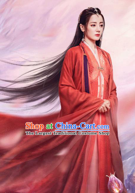 Chinese Ancient Fairy Clothing TV Series The Blue Whisper Ji Yun He Garment Costumes Swordswoman Red Dress