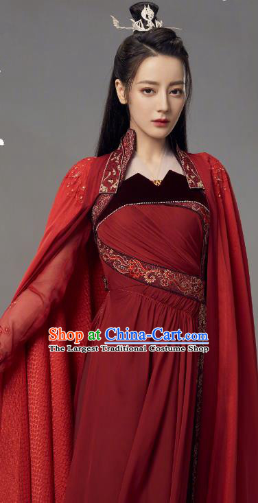 Chinese Swordswoman Red Dress Ancient Fairy Clothing TV Series The Blue Whisper Ji Yun He Garment Costumes