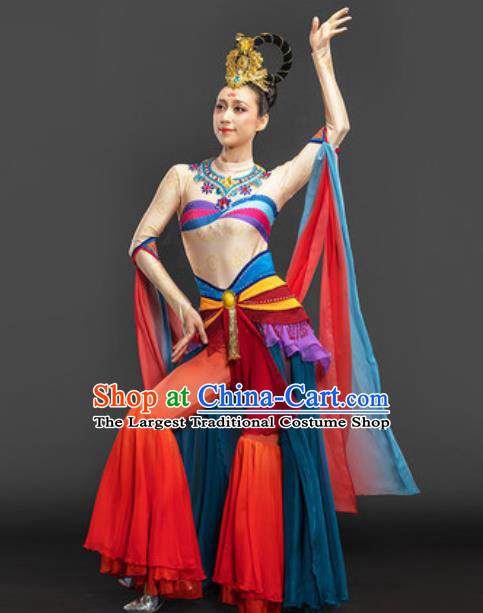 Chinese Goddess Dance Chang E Red Suit Dunhuang Flying Apsaras Dance Garment Costume Classical Dance Dress