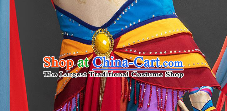 Chinese Goddess Dance Chang E Red Suit Dunhuang Flying Apsaras Dance Garment Costume Classical Dance Dress