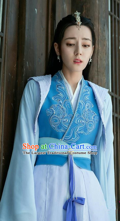 Chinese The Blue Whisper Jin Yunhe Garment Costumes Ancient Swordswoman Blue Dresses TV Series Demon Master Clothing