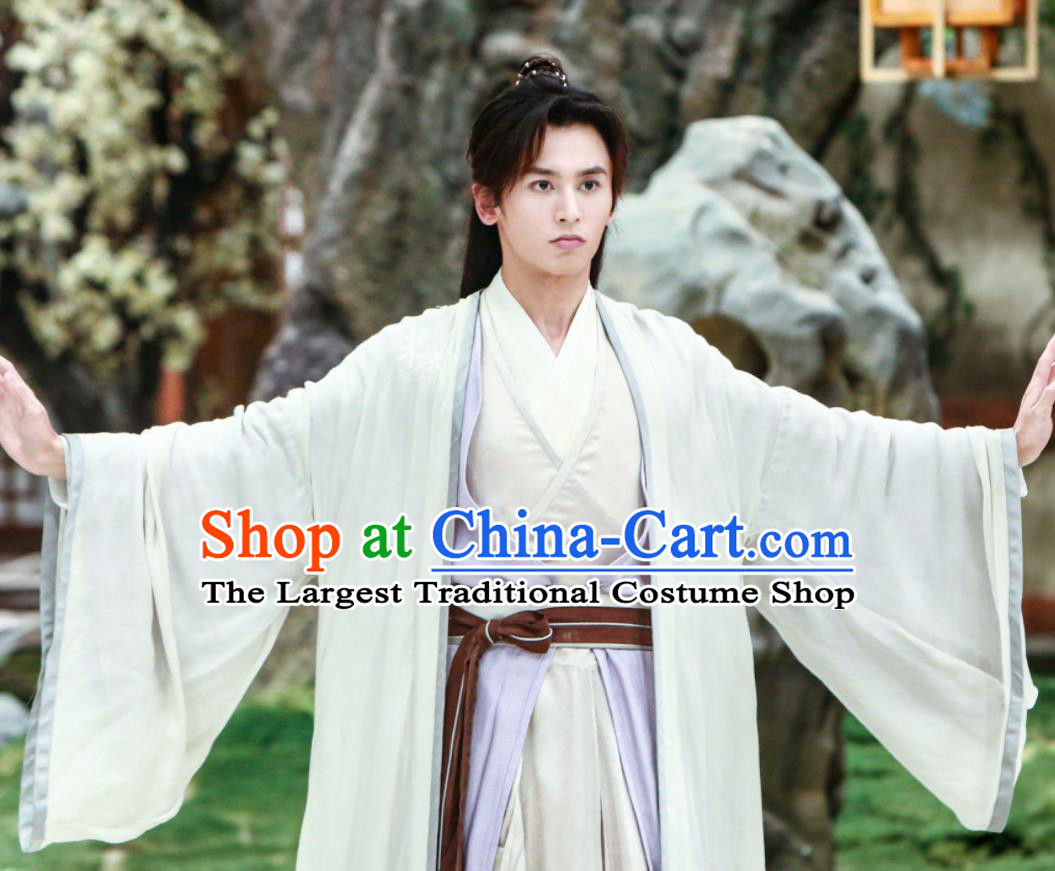 Chinese Ancient Swordsman Costumes Traditional Young Hero White Hanfu Clothing Wu Xia Series Word Of Honor Zhou Zishu Garments