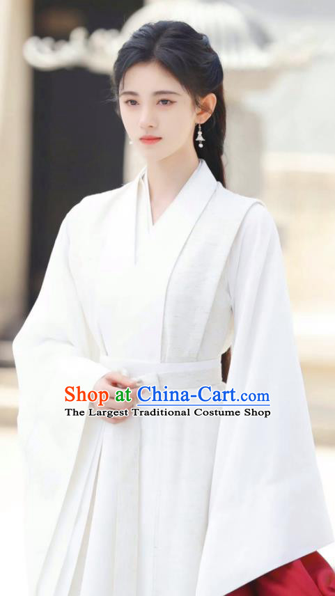 Chinese Traditional Princess White Dress Garments Romance Series Rebirth For You Jiang Bao Ning Replica Costumes Ancient Hanfu Clothing