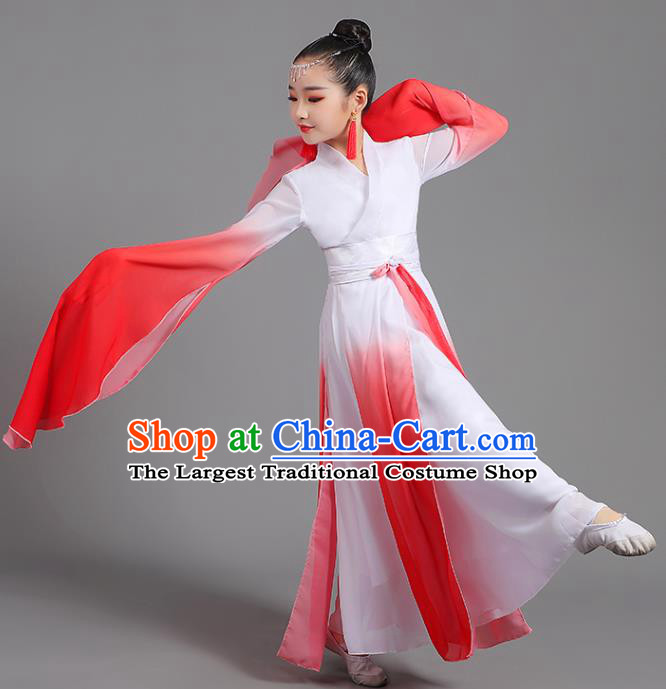 Chinese Professional Classical Dance Red Dress Children Stage Performance Garment Costume Water Sleeve Clothing