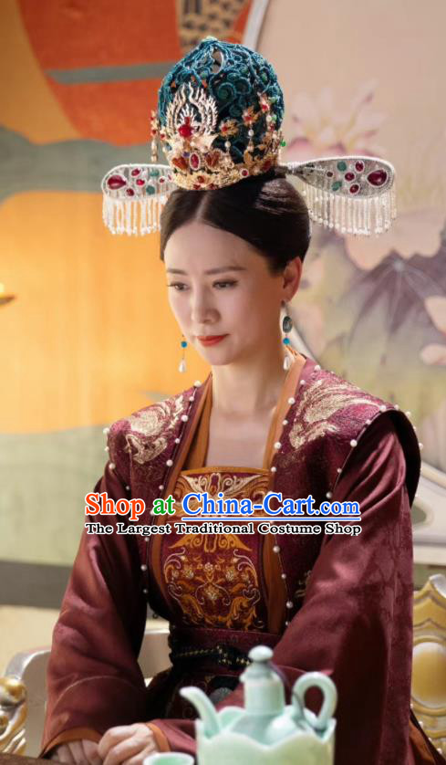 Chinese Traditional Court Hanfu Clothing Ancient Queen Dress Romance Series Rebirth For You Empress Dowager Cao Replica Costumes and Headwear