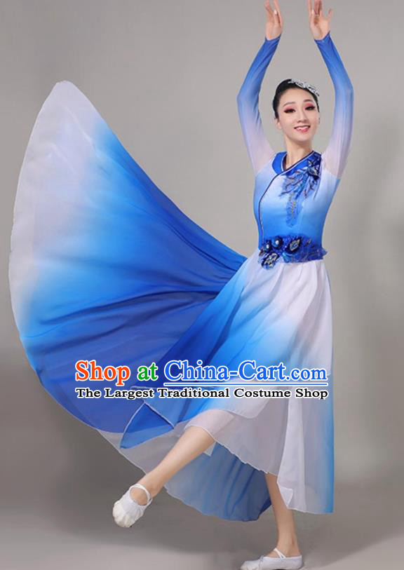 Chinese Classical Dance Clothing Professional Opening Dance Garment Modern Dance Blue Dress