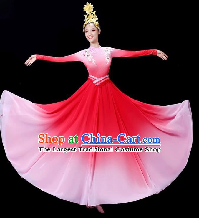 Chinese Spring Festival Gala Opening Dance Garment Classical Dance Clothing Professional Modern Dance Pink Dress and Headpiece