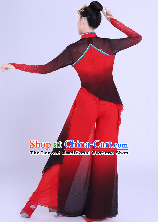 Chinese Professional Fan Dance Red Outfit Spring Festival Gala Yangko Dance Garment Folk Dance Clothing