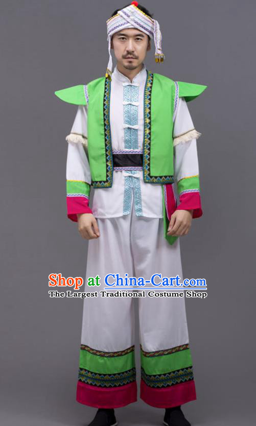Chinese Bai Minority Folk Dance Costume Yunnan Nationality Outfit Ethnic Male Festival Clothing