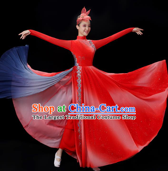 Professional Opening Dance Red Dress Modern Dance Garment Costume Stage Performance Clothing