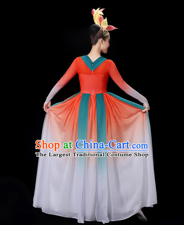 Chinese Umbrella Dance Clothing Classical Dance Gradient Red Dress Professional Fan Dance Garment Costume