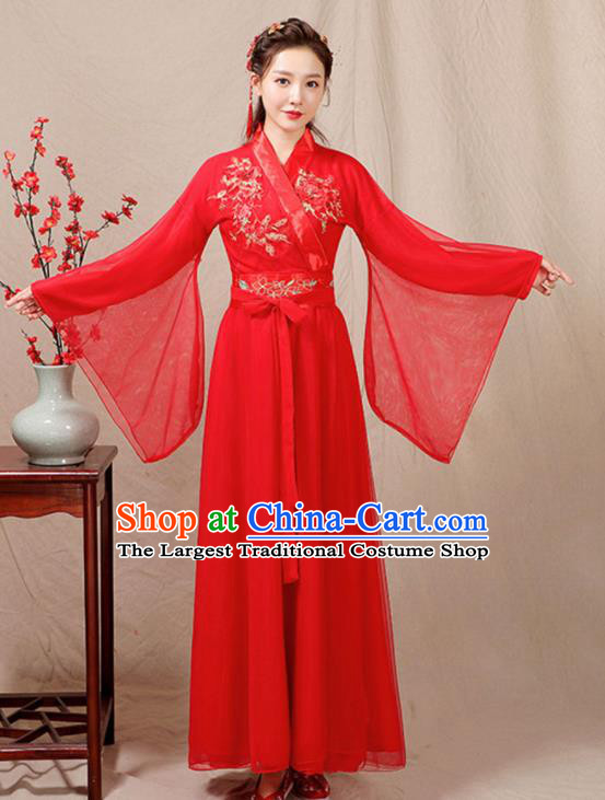 China Classical Dance Clothing Ancient Hanfu Fairy Dance Costume Umbrella Dance Red Dress