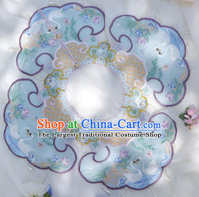 Chinese Ming Dynasty Embroidered Cloud Shoulder Blue Collar Yujian Cheongsam Cappa Traditional Necklace Accessories