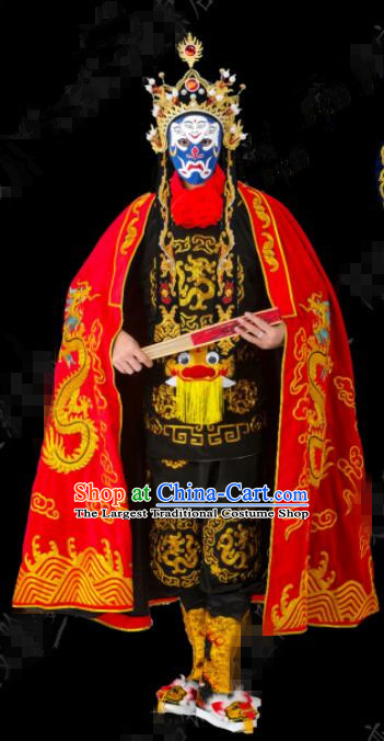 Chinese Traditional Sichuan Opera Black Costume Face Changing Bian Lian Performance Clothing Complete Set