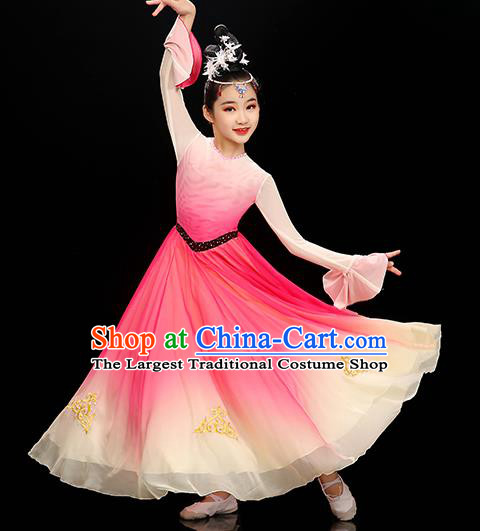 Chinese Opening Dance Garment Costume Classical Dance Megenta Dress Stage Performance Dancewear Children Fan Dance Clothing