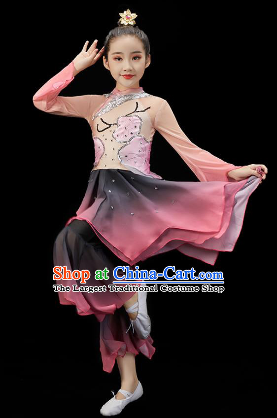 Chinese Children Dance Uniform Stage Performance Garment Costumes Classical Dance Dress Traditional Lotus Dance Clothing