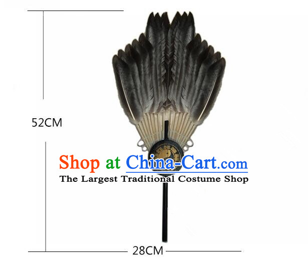 Traditional Handmade Chinese Feather Fans Zhuge Liang Fan Eight Trigrams Fan for Men