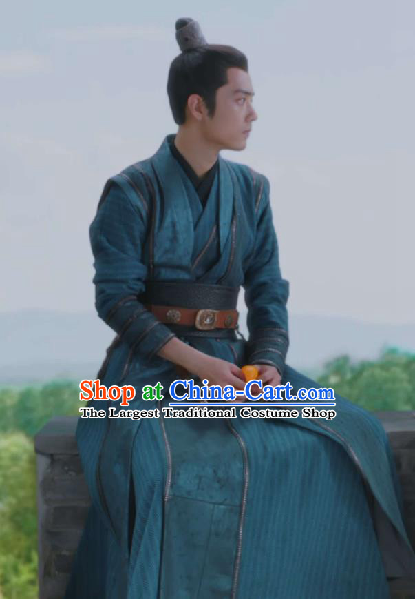 Chinese Ancient Swordsman Blue Clothing Traditional Young Hero Garments TV Series The Wolf Ji Chong Replica Costumes