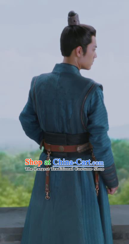 Chinese Ancient Swordsman Blue Clothing Traditional Young Hero Garments TV Series The Wolf Ji Chong Replica Costumes