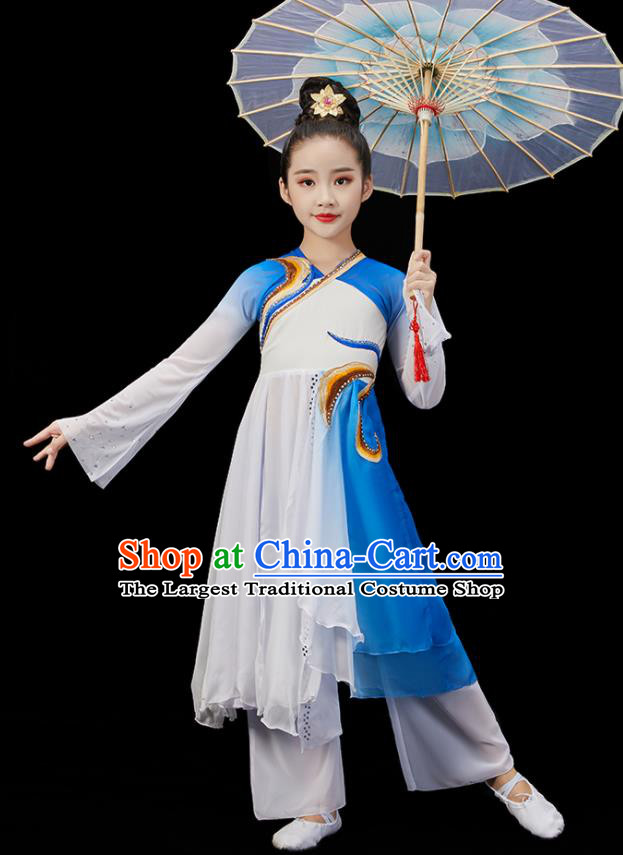 Chinese Group Dance Blue Uniform Opening Dance Clothing Children Dance Dress Stage Performance Garment Costumes
